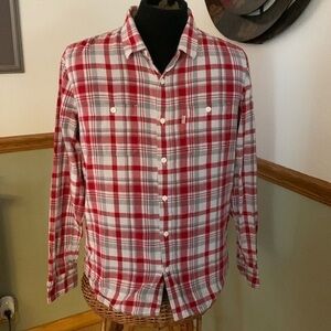 Mens Levi’s Modern Fit Red Plaid Long Sleeve Button Down cotton shirt large